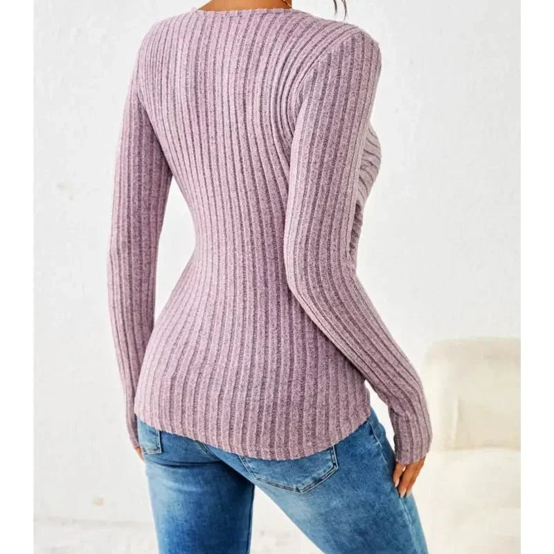 Women's - Long Sleeve Tummy Tucking Top - Soft Fabric - Flattering Fit