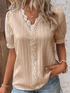 Women's - Elegant edges V-neck blouse - Stylish and Comfortable - Perfect for Any Occasions