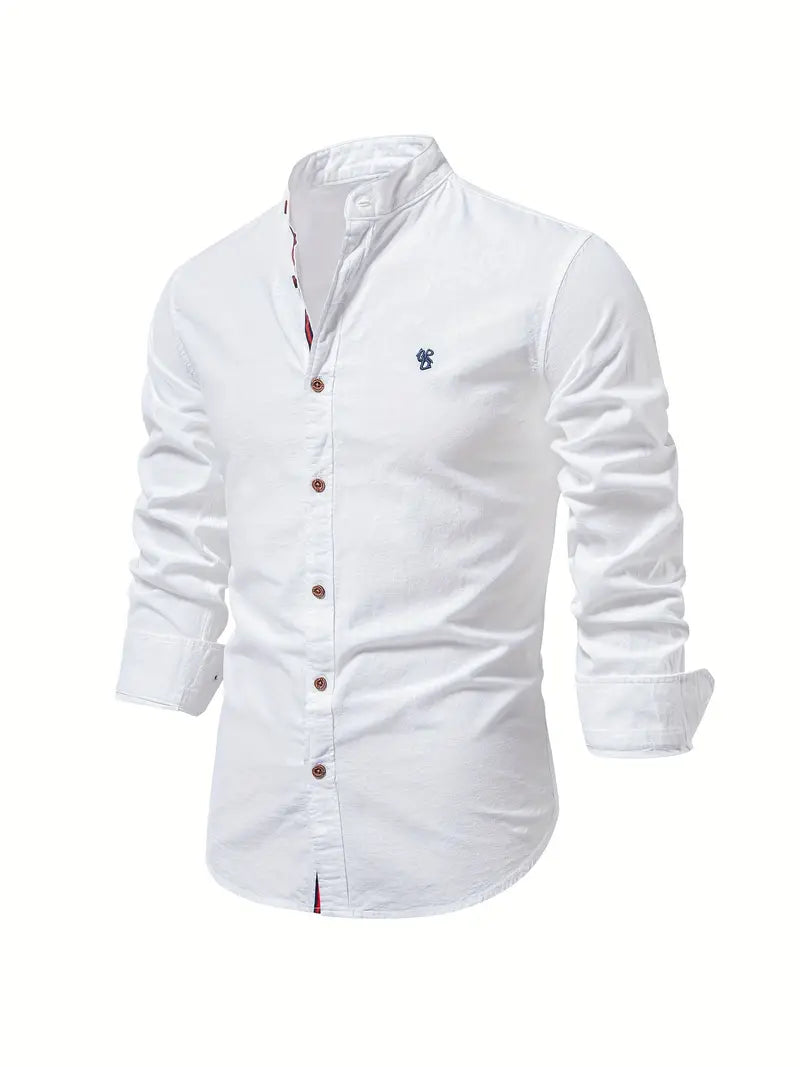 Men's - Stylish Button-Up Shirt - Comfortable Cotton Blend - Casual Wear
