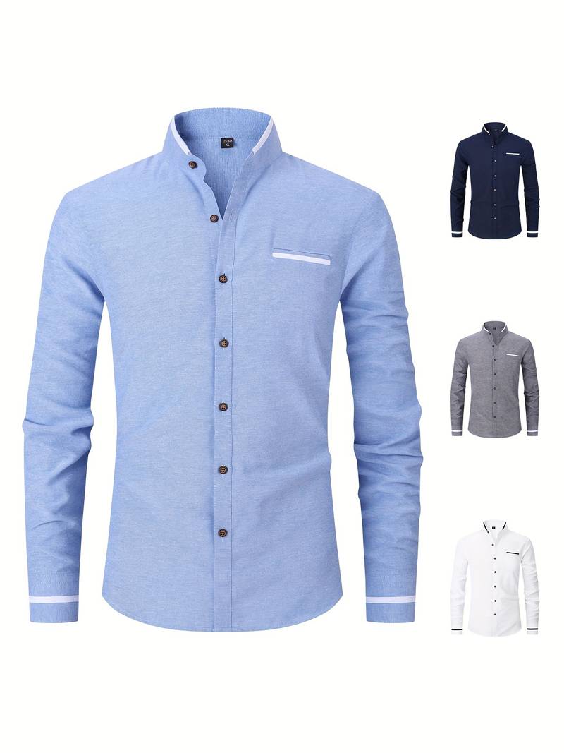 Long-armed collar shirt for men