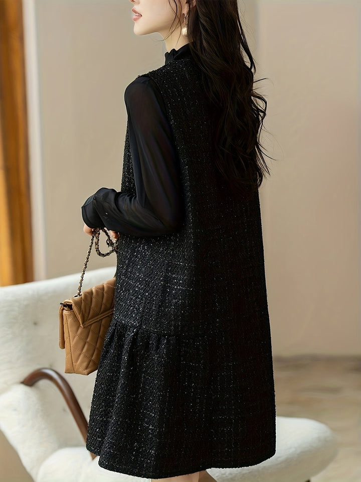 Women's - Chic Sleeveless Waistcoat Dress - Elegant Casual Dress - Versatile Fashion for Every Occasion