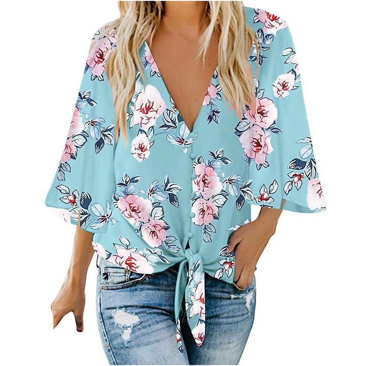 Fashionable printed cardigan blouse floral