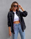 Modern women's denim jacket with raw edges