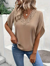 Loose blouse with wide sleeves and casual blouse with round neckline