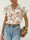 Short-sleeved top with V-neckline