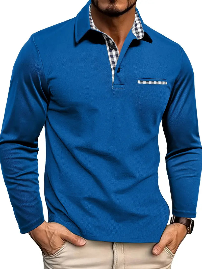 Men's - Classic Summer Polo Shirt - Long Sleeve - Comfortable and Stylish