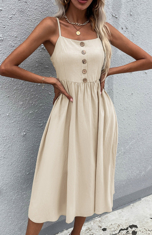 Slim-fit linen dress