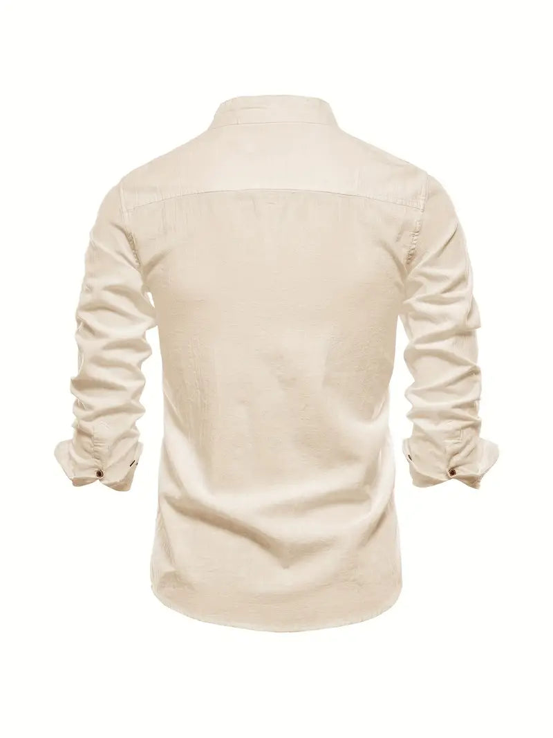 Men's - Stylish Button-Up Shirt - Comfortable Cotton Blend - Casual Wear