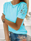 Simple T-shirt with a round neckline and lace seams