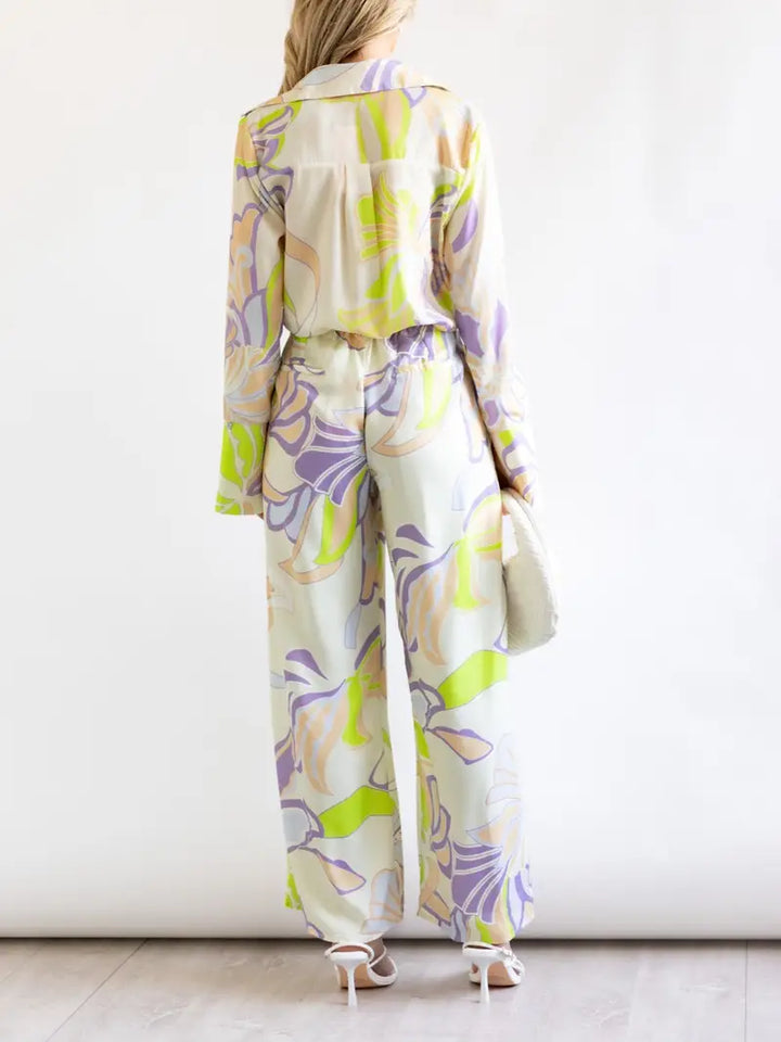 Casual floral tops with trousers summer set