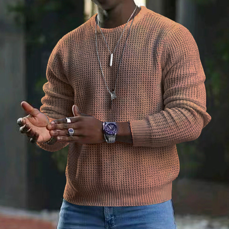 Men's versatile long-sleeved knit with round neckline