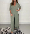 Casual 2-piece women's set: long top and matching trousers - flattering, versatile and comfortable