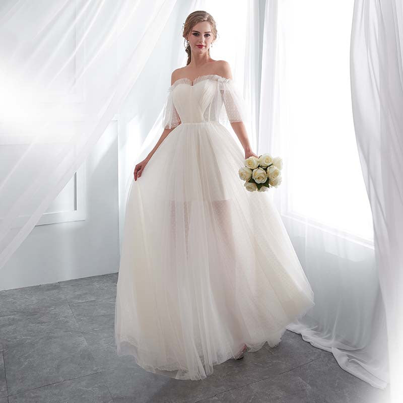 White off-the-shoulder elegant ball gown