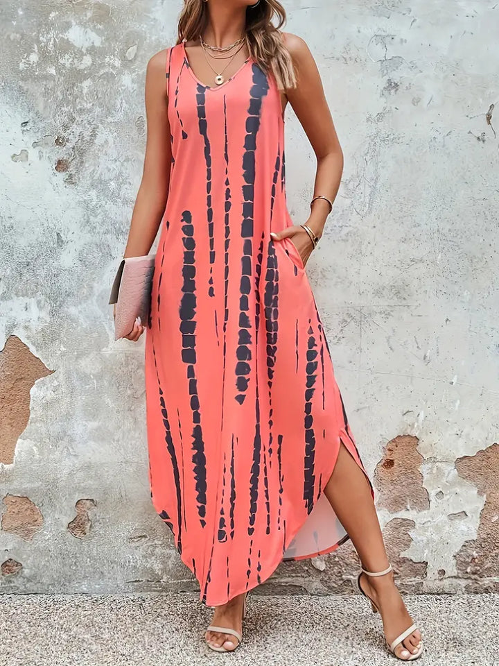 A-line maxi dress with spaghetti straps