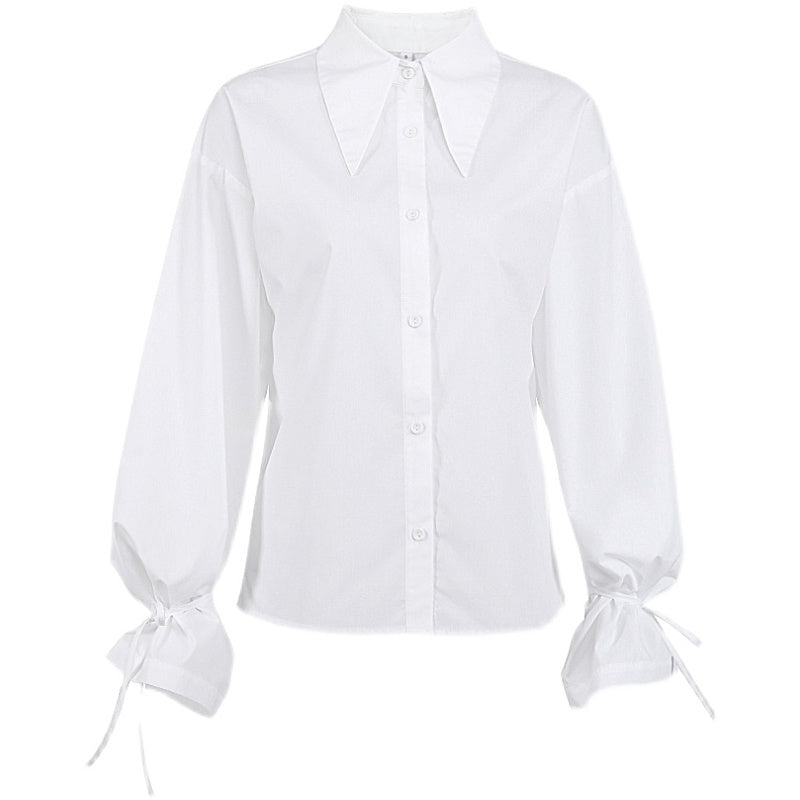 Classy autumn fashion top white casual blouse