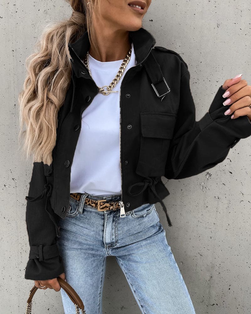 Women's - Stylish Transition Jacket with Pockets - Cropped - Versatile Fashion