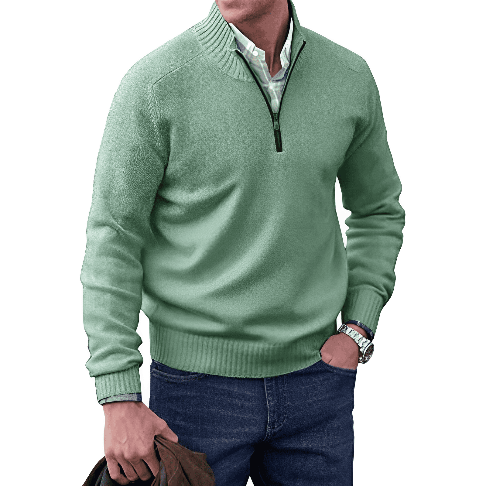 Men's - Comfortable Long Sleeve Sweater - Soft Knit Fabric - Casual Style for All Seasons