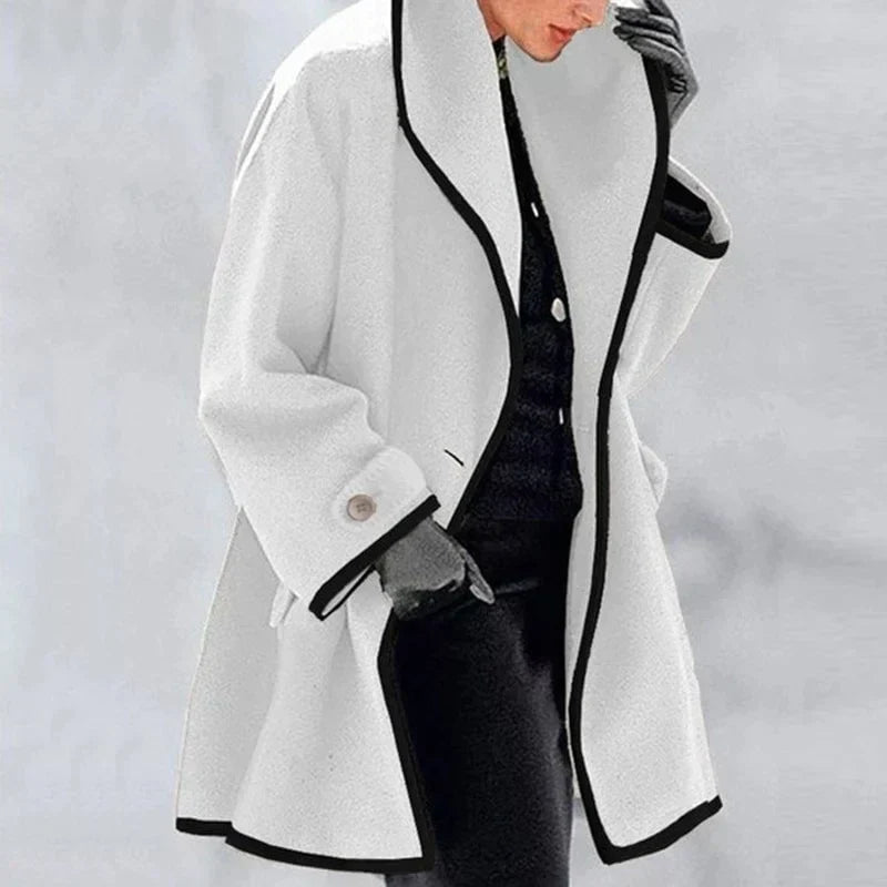 Colour block wool coat