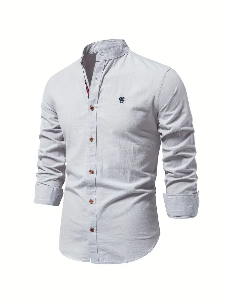Men's - Stylish Button-Up Shirt - Comfortable Cotton Blend - Casual Wear