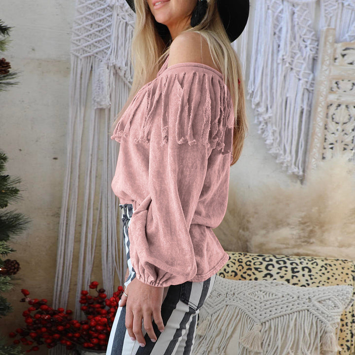 One-neck off-shoulder casual ladies blouse