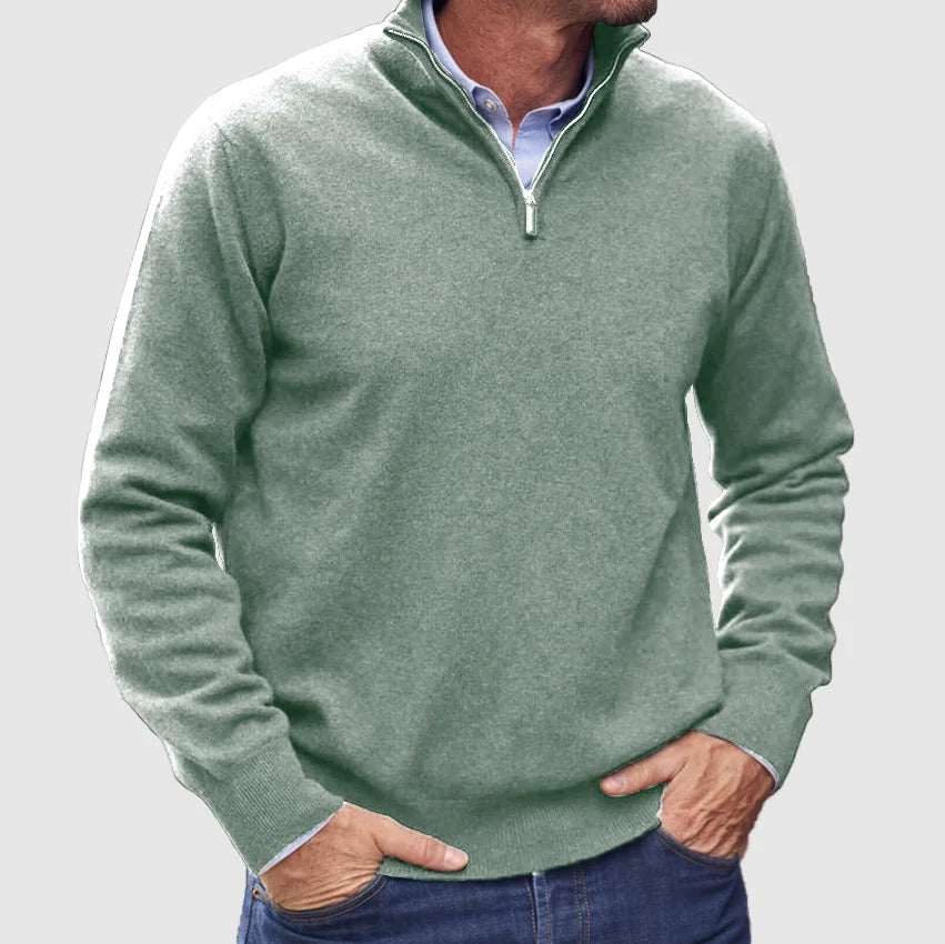 Men - Sweater - Zip-Up - Cashmere Look