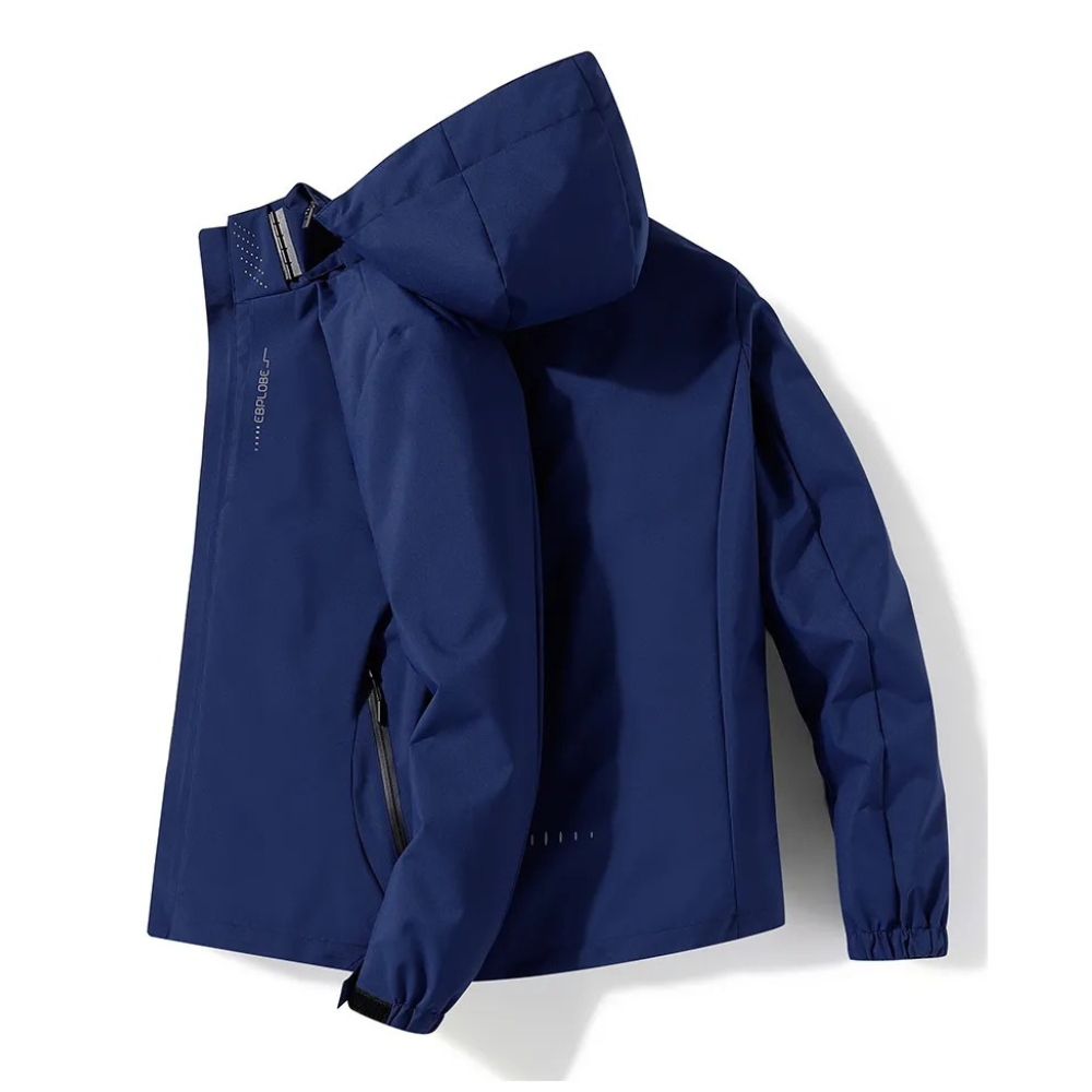 Men's - Blue Windbreaker - Hooded Waterproof