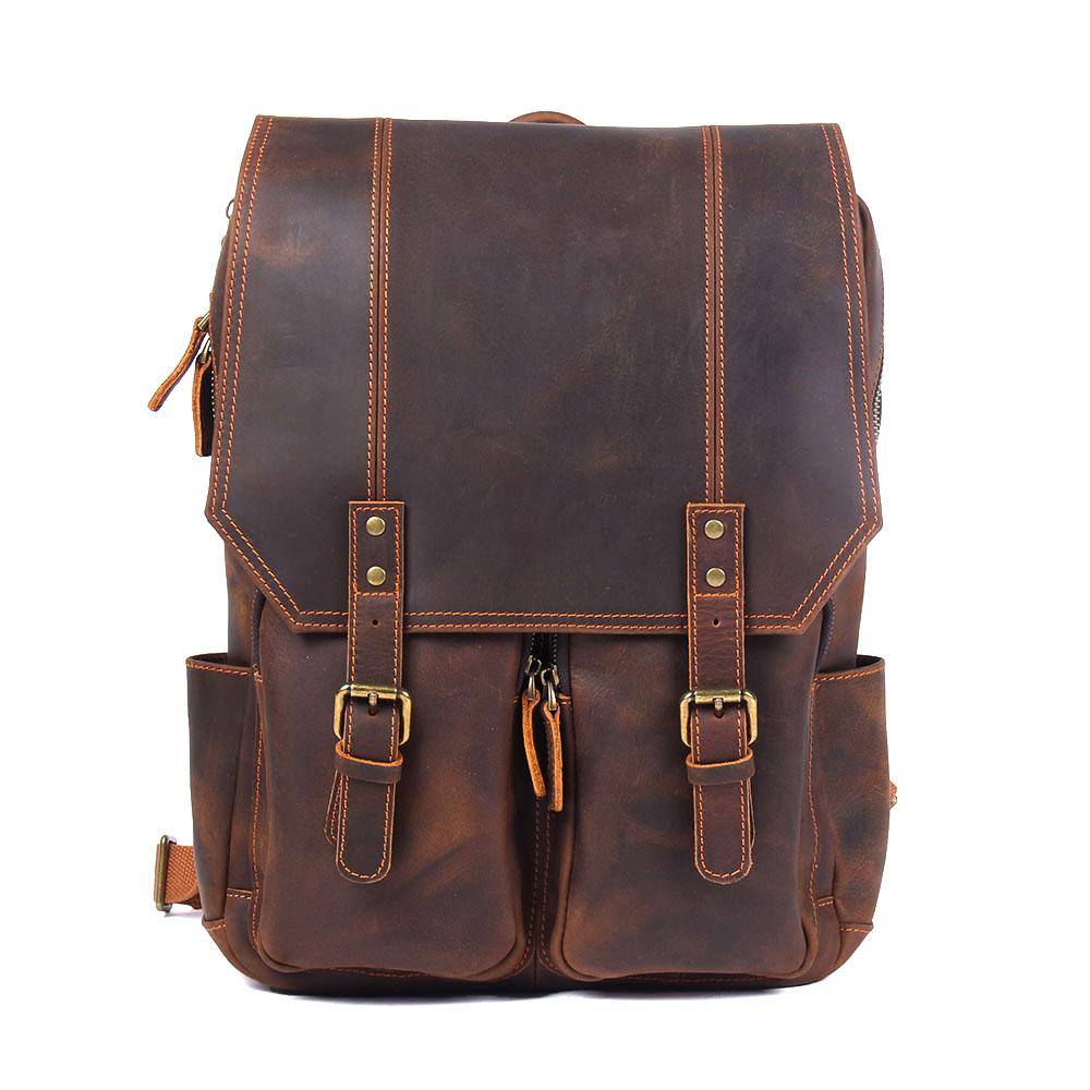 Unisex - Stylish Brown Leather Backpack - Durable & Versatile