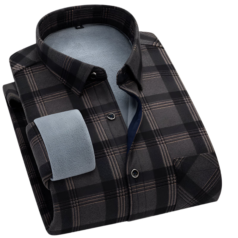 Men's - Flannel Shirt - Fleece-Lined - Warm Plaid Long Sleeve for Cold Weather Comfort