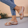 Women's - Vintage Flat Slide Sandals - Rhinestone Embellished & Comfortable - Perfect Summer Footwear