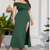 Women Plus Size Split High Waist Elegant Dress