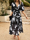 Women's - Feminine Summer Dress - Fitted, Long, V-neck, Printed, Airy - Perfect for Warm Weather Style