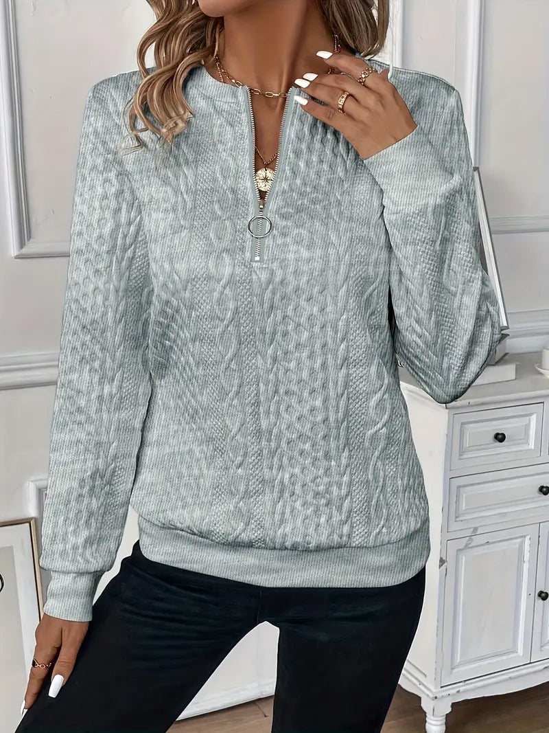 Women's - Zipper Sweater - Breathable Fabric - Cosy Knit Fabric - Stylish Layering Essential