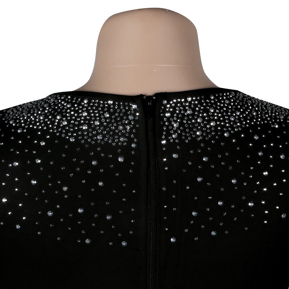 Diamond Inlaid Long Sleeve Nightclub Dress