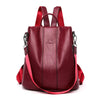 Women's leather backpack with thick and durable PU leather, soft carrying straps, several zip compartments