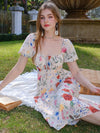 Women's - Floral Dress - Airy Short-Sleeved A-Line - Light & Comfortable Polyester - Perfect for Summer