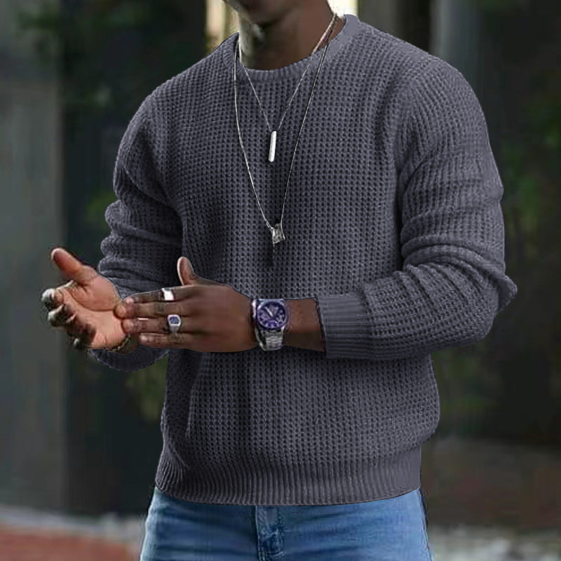 Men's versatile long-sleeved knit with round neckline