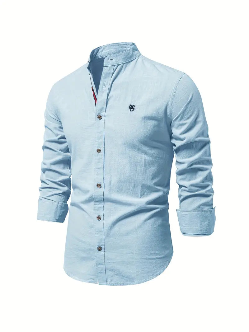 Men's - Stylish Button-Up Shirt - Comfortable Cotton Blend - Casual Wear
