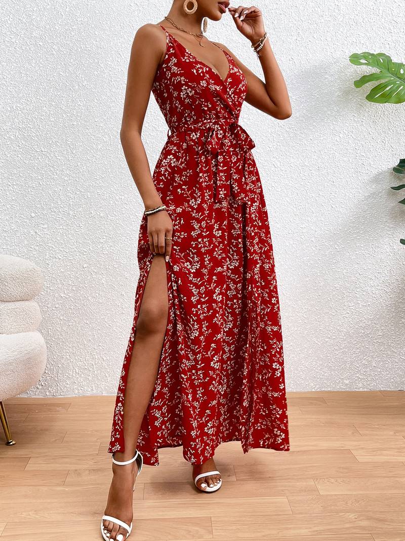 Floral Cami Dress With Side Slits