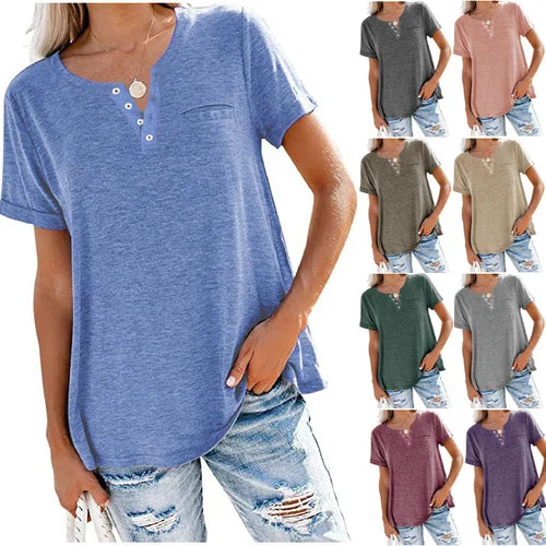 Colour pocket short-sleeved T-shirt