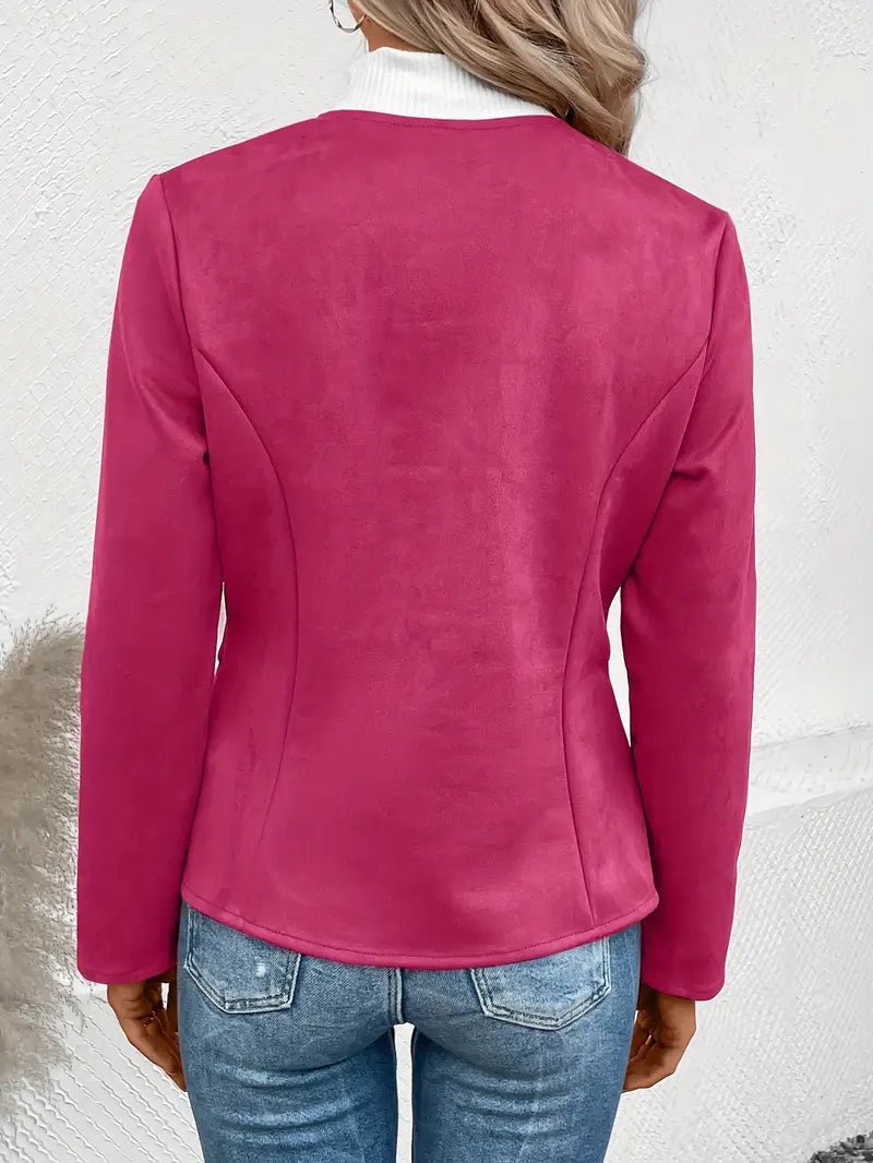 Women's - Tailored Jacket - Minimalist Zip-Up Design - Smart Casual Outerwear