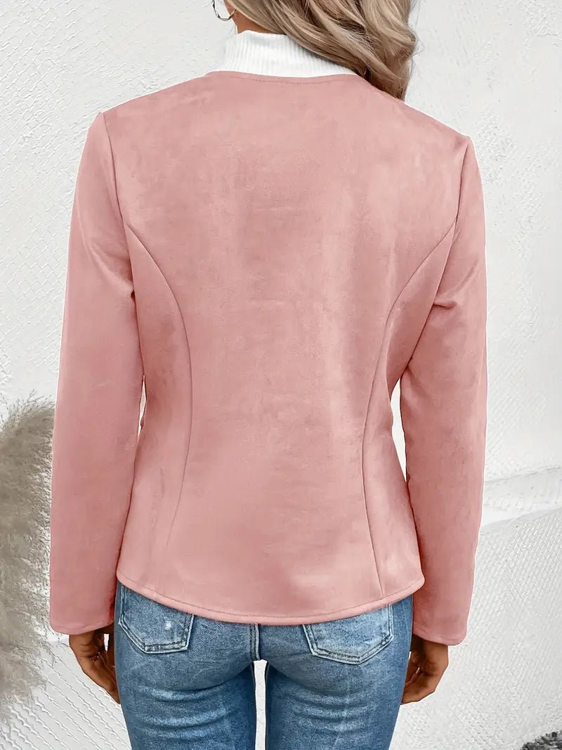 Women's - Tailored Jacket - Minimalist Zip-Up Design - Smart Casual Outerwear