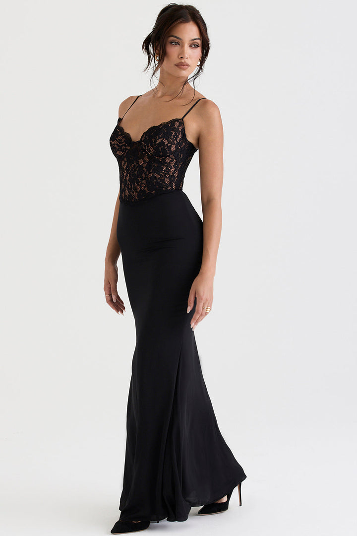 Black corset maxi dress