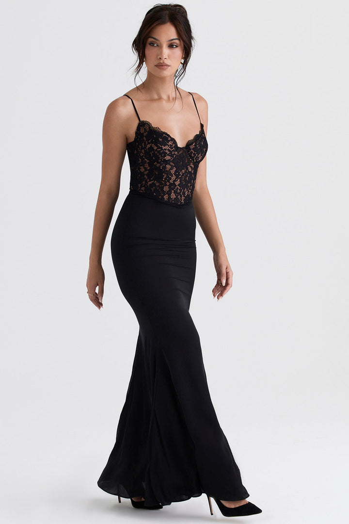 Black corset maxi dress