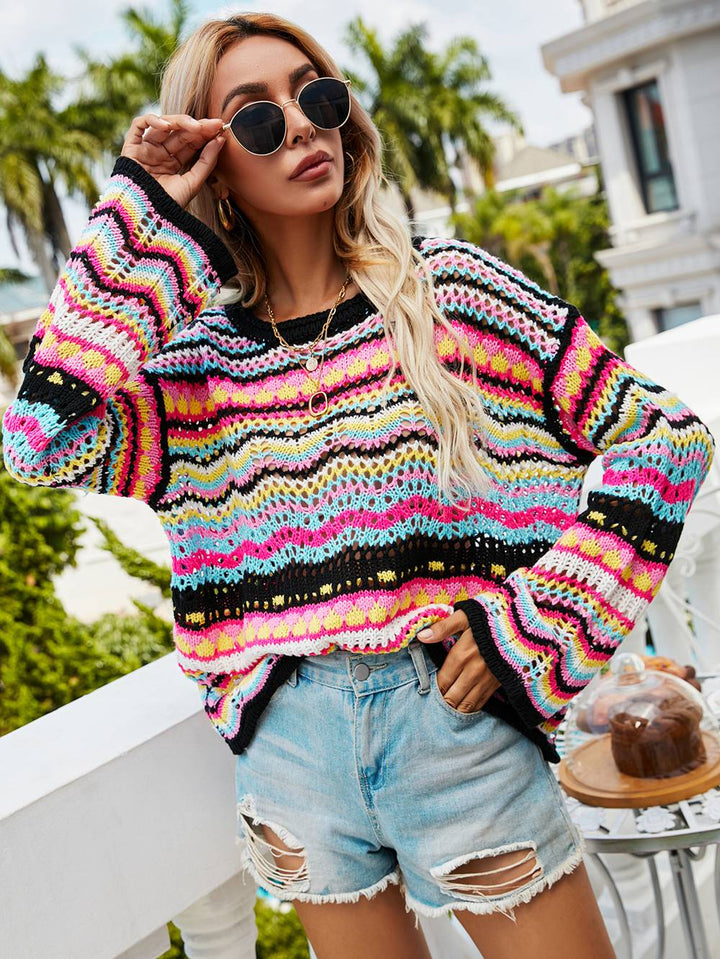 Knitted colourful jumper - The comfortable and summery jumper