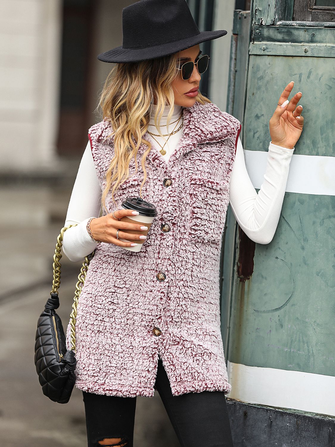 Women's - Full Size Button Down Collared Neck Vest - Stylish & Versatile Layering Piece