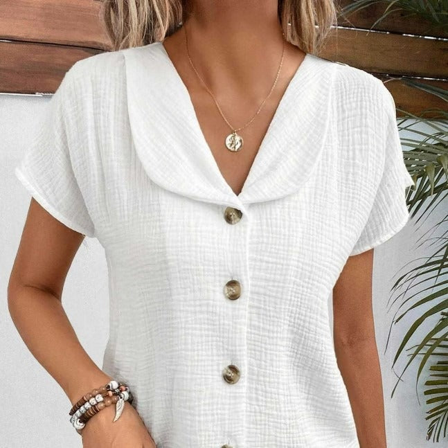 Women's - Stylish Button T-shirt - Soft Cotton - Casual Wear for Everyday Comfort