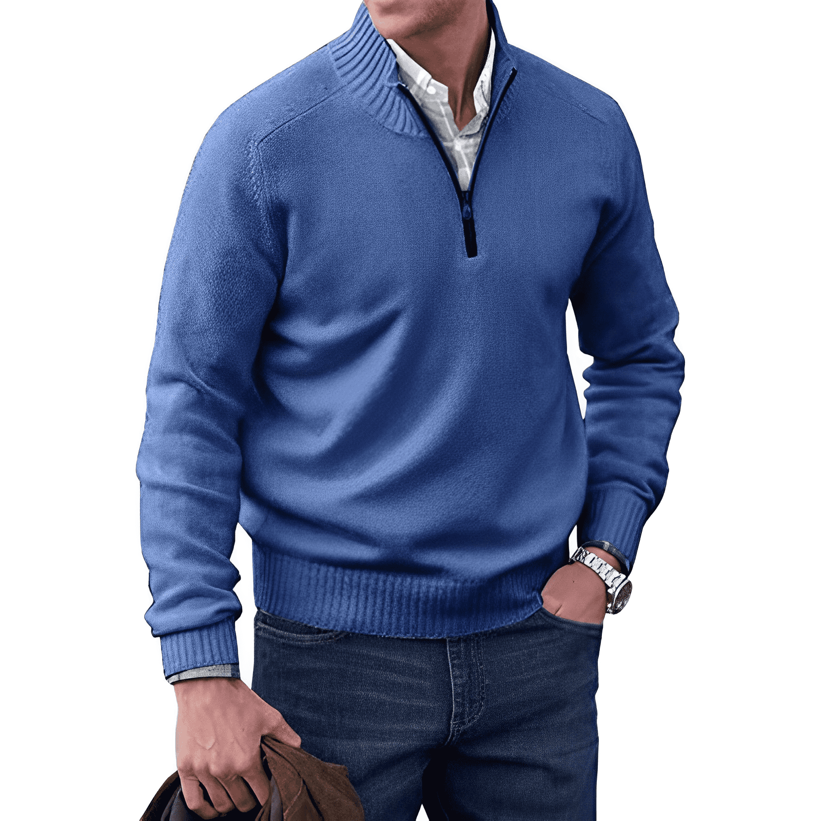 Men's - Quarter Zip Pullover Sweater - Soft, Stylish, Perfect for Layering