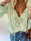 Long-sleeved lace chiffon blouse