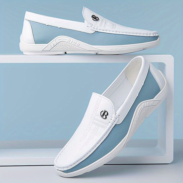Men's - Slip-On Shoes - Comfortable Non-Slip Loafers with Colour Block Design - Perfect Everyday Footwear