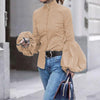 Autumn ladies blouse lantern long sleeve shirt